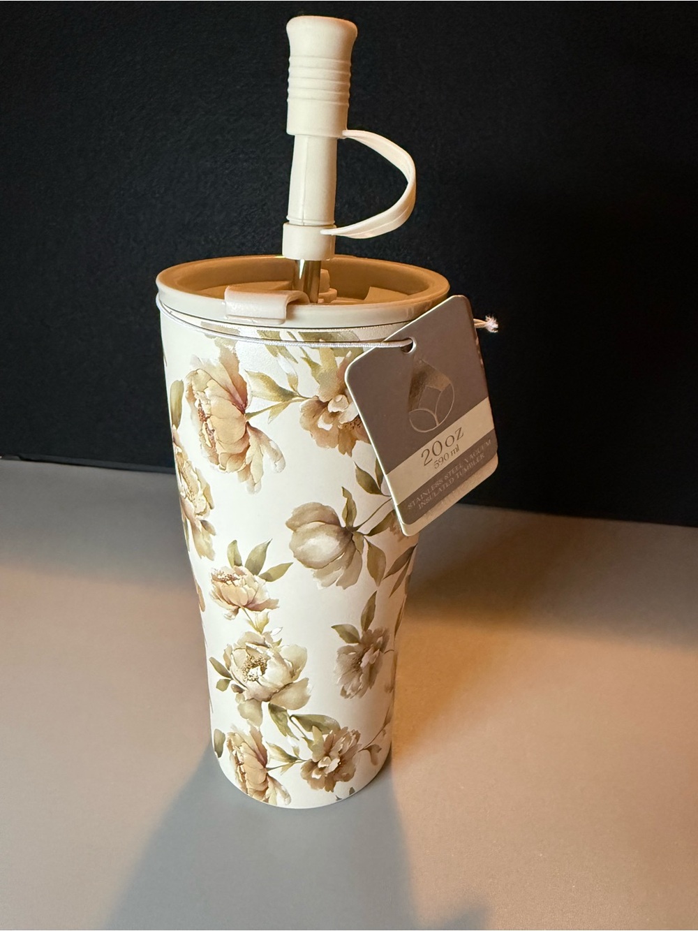 NEW Wellness 20oz Floral Stainless Steel Tumbler Flip Lid Hot Cold